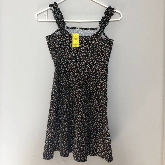Black Floral Skater Dress, Size Medium - Picture 2 of 3